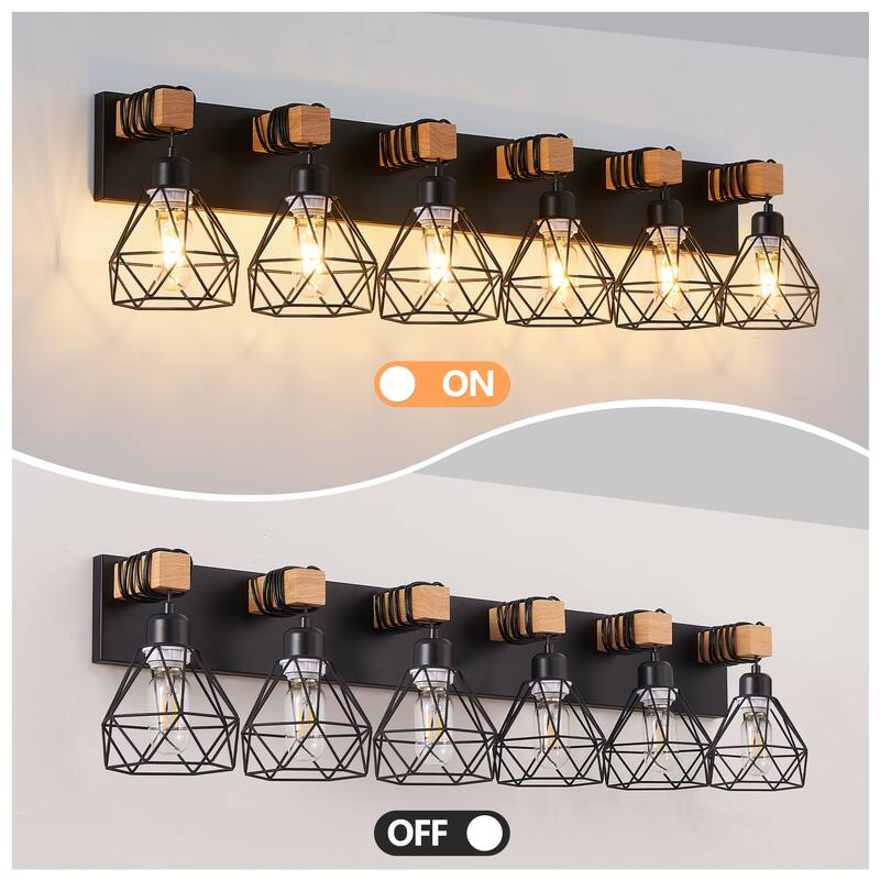 38" Modern Geometric 6-Light Vanity Light Fixture