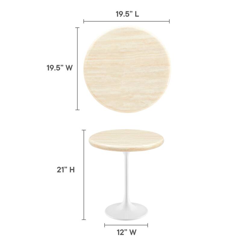 Lippa 20" Round Artificial Travertine Side Table