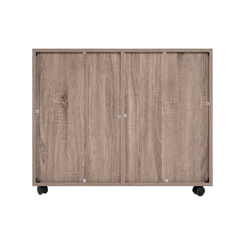 5-Drawer Wood Storage Dresser Cabinet with Wheels - Craft Organizer and Makeup Drawer Unit for Closet and Bedroom