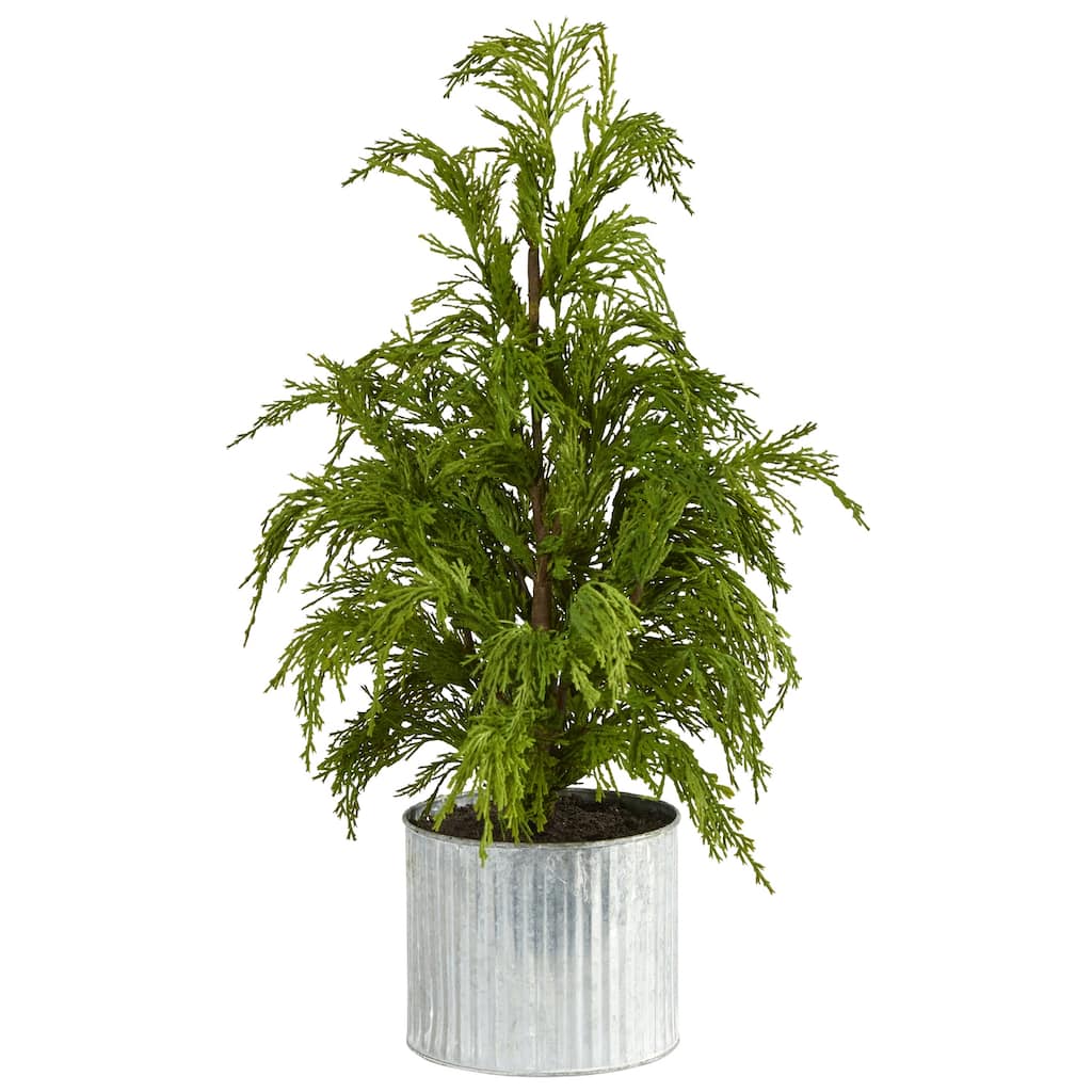 20 Inch Artificial Christmas Tree with Planter - Holiday Pine Decor for Home, Office, Tabletop - Green - 11-20 Inches