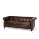 preview thumbnail 19 of 38, Drury Channel Stitch Faux Leather Sofa with Nailhead Trim by Christopher Knight Home - 83.00" L x 32.50" W x 27.00" H
