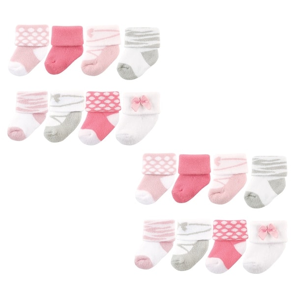 slide 1 of 1, Luvable Friends Infant Girl Newborn and Baby Terry Socks, Ballet 16-Piece, 0-6 Months - Ballet 16-Piece Ballet 16-Piece - 0-6 Months