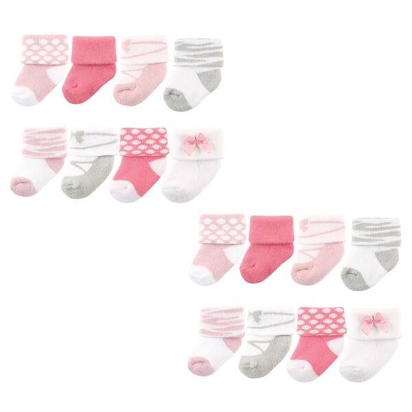 slide 1 of 1, Luvable Friends Infant Girl Newborn and Baby Terry Socks, Ballet 16-Piece, 6-12 Months - Ballet 16-Piece Ballet 16-Piece - 6-12 Months