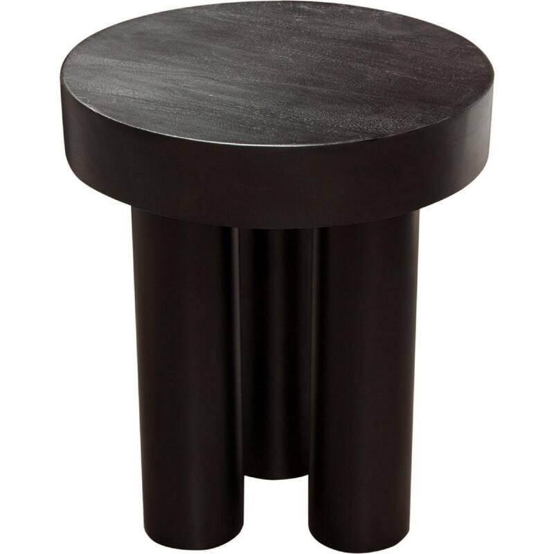 16 in. Black Round Wood End Table, Sturdy Build End Side Table for Living Rooms