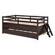 preview thumbnail 20 of 68, Low Loft Bed with Safety Fence, Climbing Ladder, Storage Drawers and Trundle Solid Wood Bed