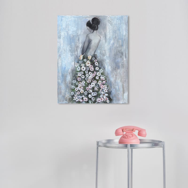 Wynwood Studio Fashion and Glam Ultimate Beauty Gray and Light Blue Rustic Wall Art Canvas Print - 20 x 16