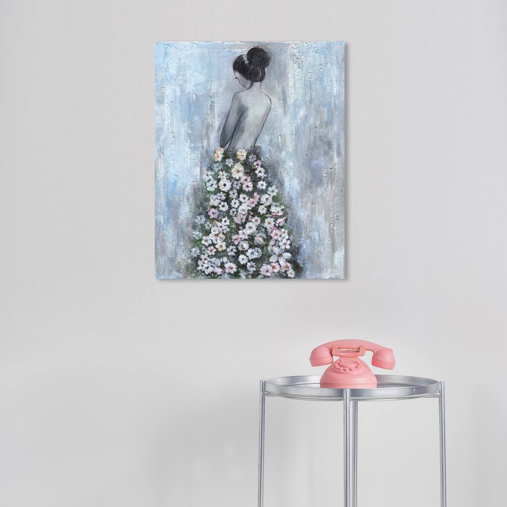 Wynwood Studio Fashion and Glam Ultimate Beauty Gray and Light Blue Rustic Wall Art Canvas Print