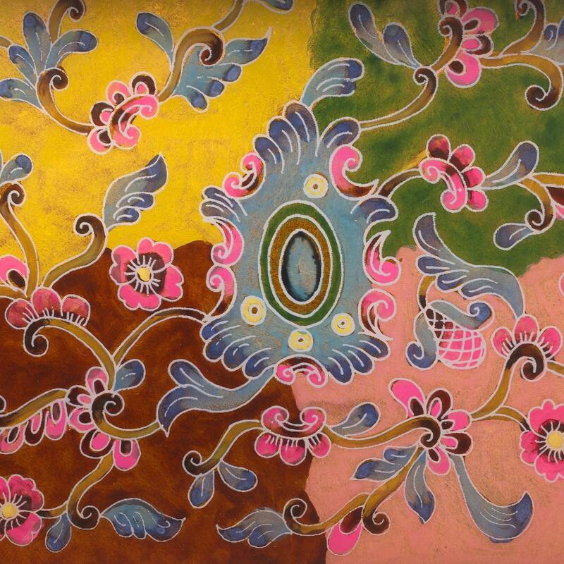 NOVICA Handmade Miraflores Flora Reverse-Painted Glass Tray