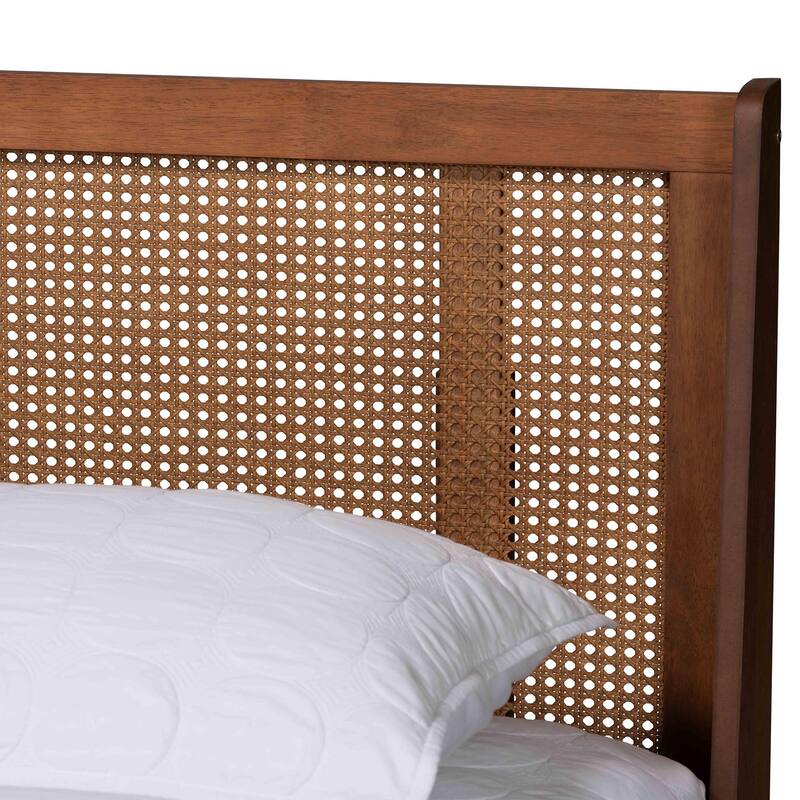 Aveena Mid-Century Modern Walnut Brown Finished Wood Platform Bed