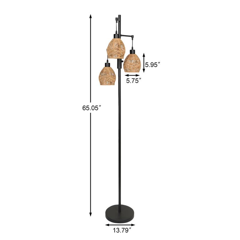 Woven Globe Floor Light Bohemian Tall Lamp