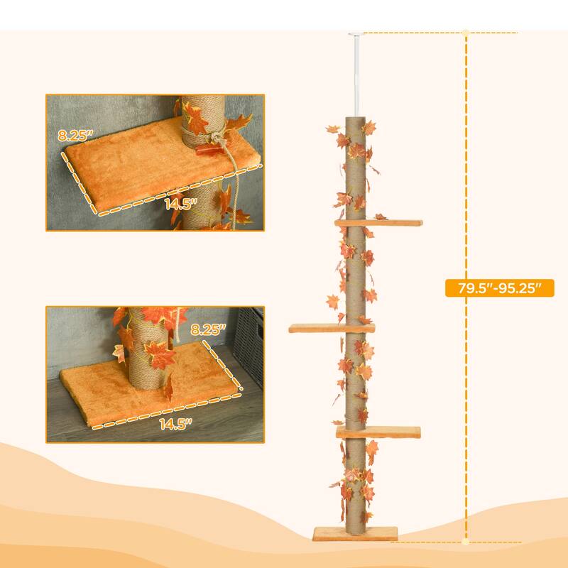 Floor to Ceiling Cat Tree,3-Level Cat Climbing Towe