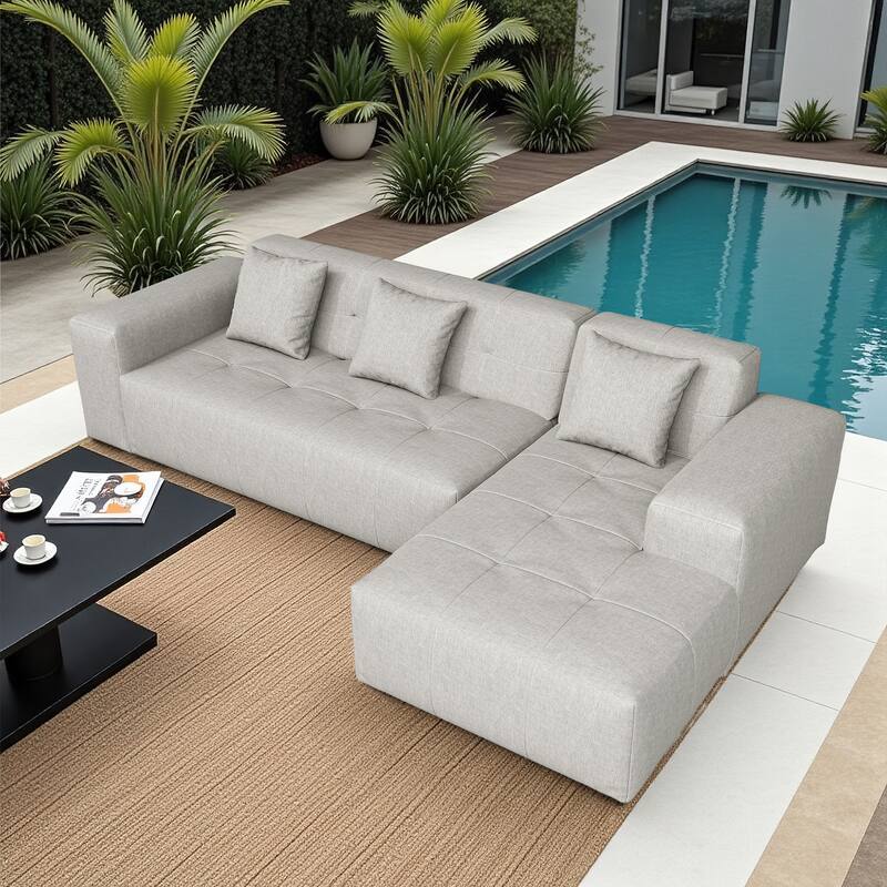 Outdoor Upholstered Chaise Modular Sectional Sofa Set