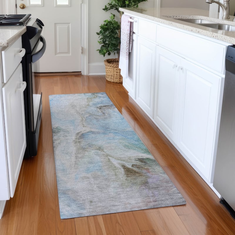 Premium Washable Super Soft Abstract Modern Mayfield Rug - Sky - 2'3" x 7'6"