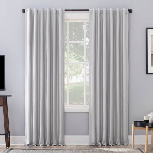 Sun Zero Evelina Faux Dupioni Silk Blackout Curtain Panel, Single Panel - 50 x 84 - Chrome