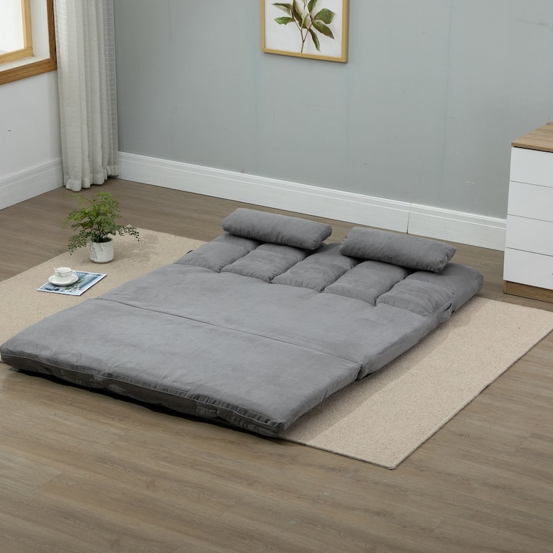 Light Gray Modern 51.3" Folding Upholstered Loveseat Chaise Lounges Chair with 2 Pillows and Adjustable Backrest