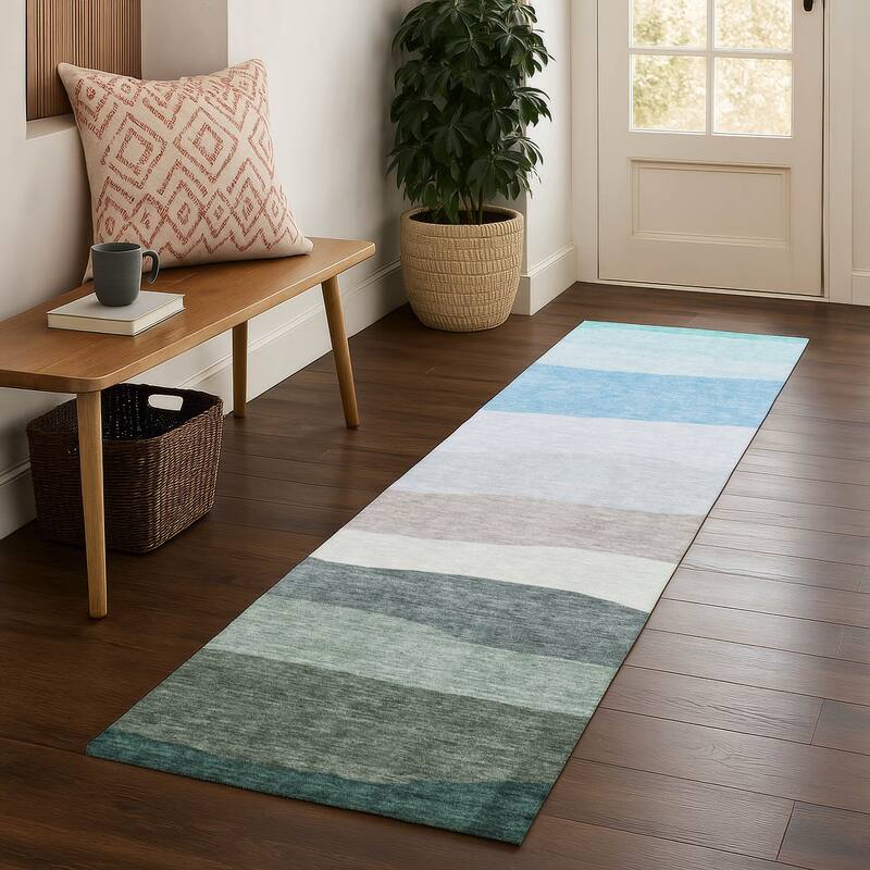 Premium Washable Super Soft Ombre Stripe Mayfield Rug - Green - 2'3" x 7'6"