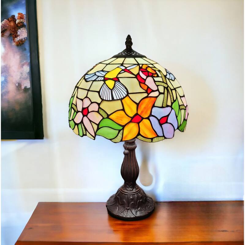 HomeRoots 18" Tiffany Style Floral Table Lamp - 15