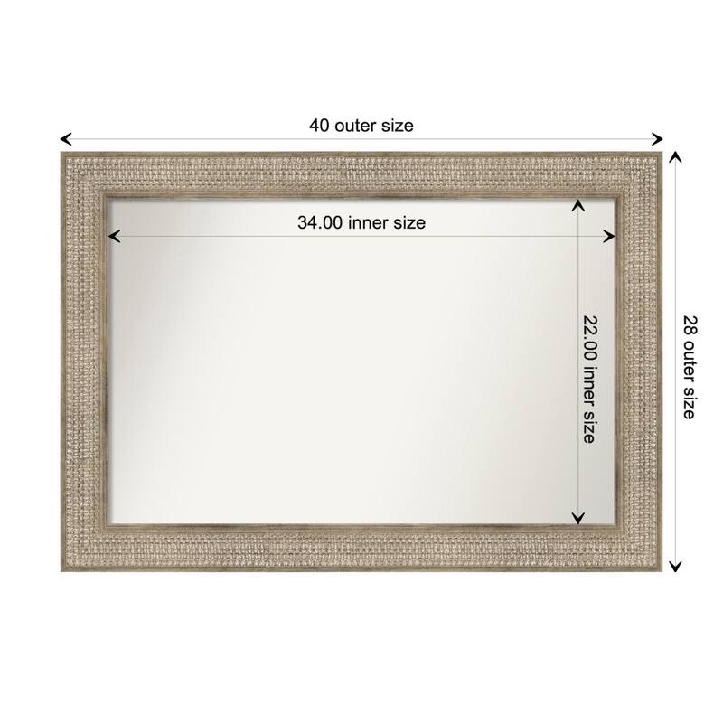 Trellis Silver Framed Non-Beveled Custom Wall Mirror, Bathroom Vanity Mirror - Outer Size: 40 x 28
