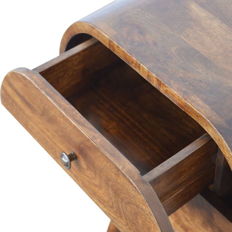 Solid Wood Chestnut Circular Nightstand