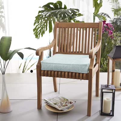 Sorra Home Blue and White Ikat Stripe Indoor/Outdoor Corded Chair Cushions (Set of 2) - 16 x 19 x 2