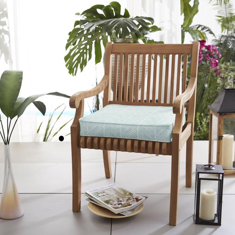 Sorra Home Tan and White Stripe Indoor/Outdoor Corded Chair Cushion - 19 x 19 x 2 - Nico Coconut