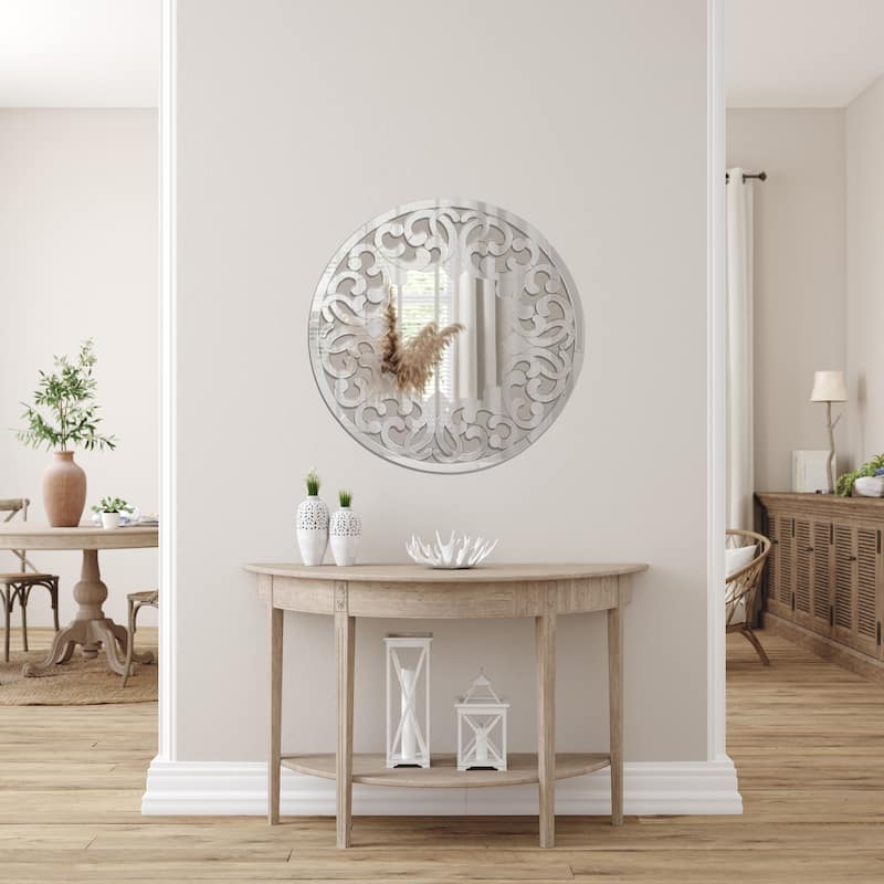 Fancy Glass Wall Mirror - Silver