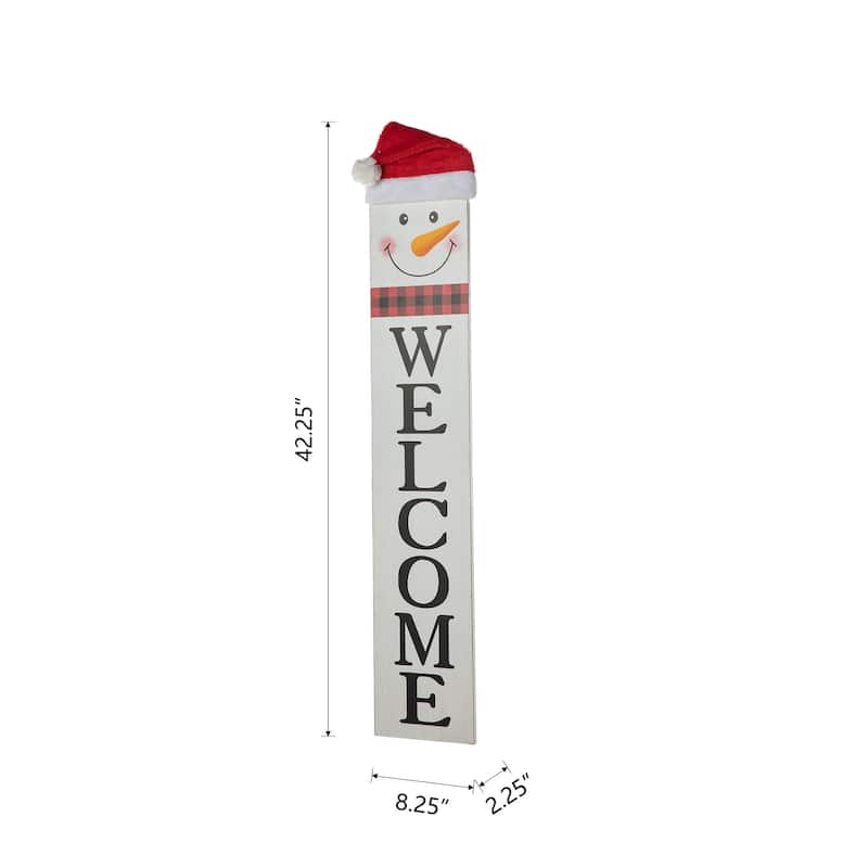 Glitzhome 42.25"H Reversible Wooden HOHOHO/WELCOME Porch Sign Decor