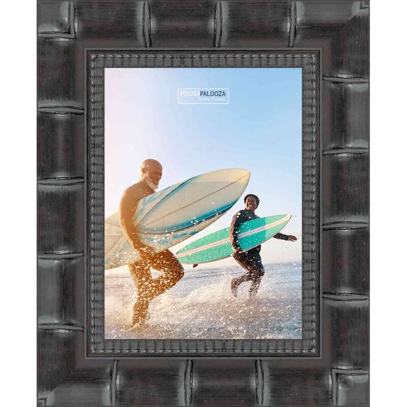 11x17 Black Wide Bamboo Picture Frame - UV Acrylic, Foam Board Backing, Hanging Hardware