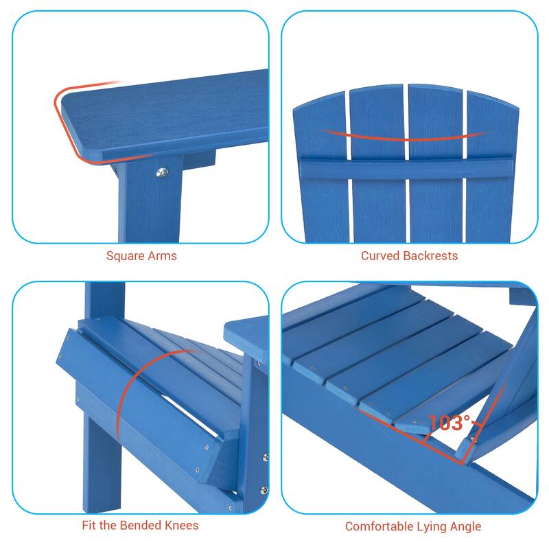 BONOSUKI Patio Adirondack Chair with Cupholder,Weather Resin-Set of 2