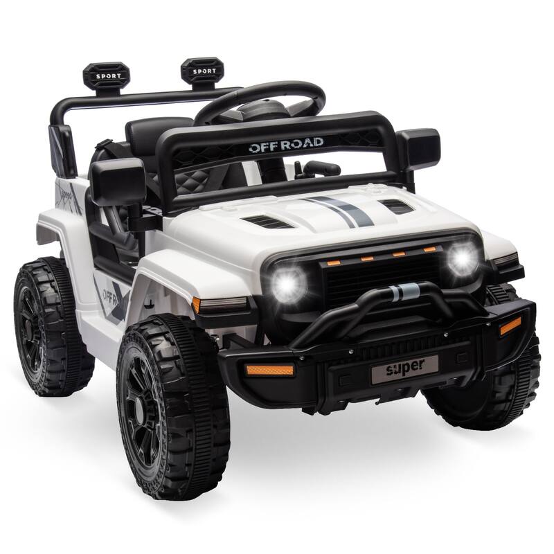 12V Electric Kids Ride on Truck, Toy Vehicle with Remote Control for Best Kids Gift - White