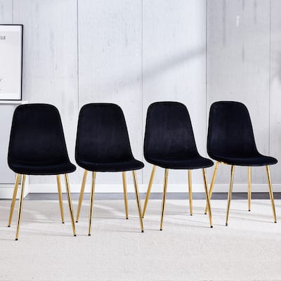 Modern Mid-Century Upholstered Accent Dining Side Chairs with Metal Legs