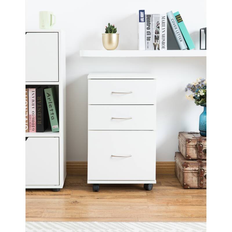 Mobile File Organizer Cabinet with 3 Drawers and Rolling Casters - Perfect for Home Office and Workspace - Fits Under Desk