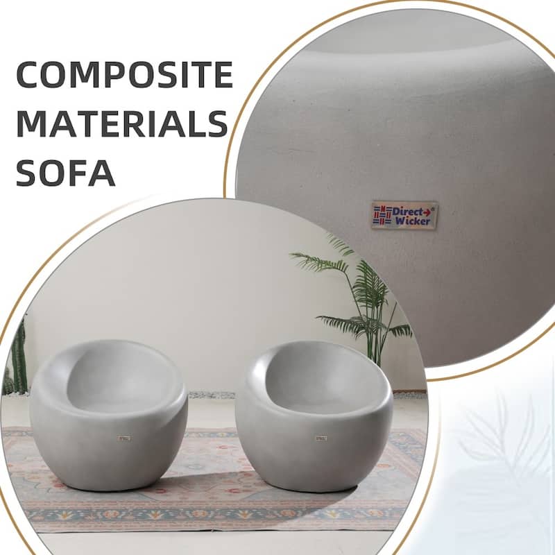 Modern Outdoor Terrafab Composite High-grade Cement Finish Stool Sofa Set (Set of 2)
