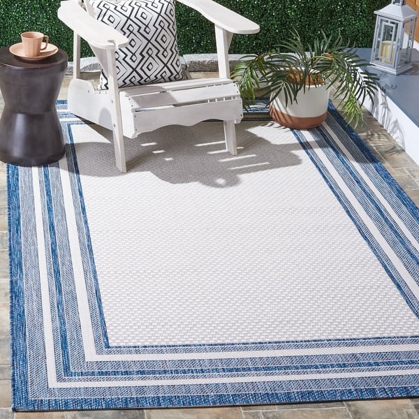 SAFAVIEH Courtyard Tappeto Quadrato 180 Cm Per Interni/Esterni – Navy, Impermeabile, Antimacchia, Facile Da Pulire