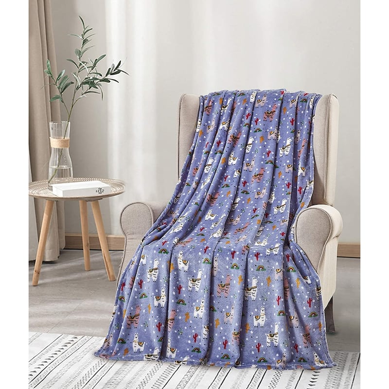 Décor&More Whimsy Collection Microplush Throw Blanket (50" x 60") - Llama Llama