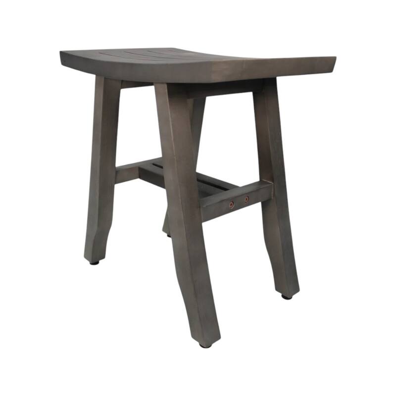 HomeRoots 18" Antiqued Gray Teak Rectangular Shower Bench