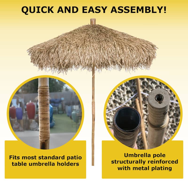 Bamboo Sea Grass Thatch Patio Umbrella For Outdoor Backyard Market Umbrella