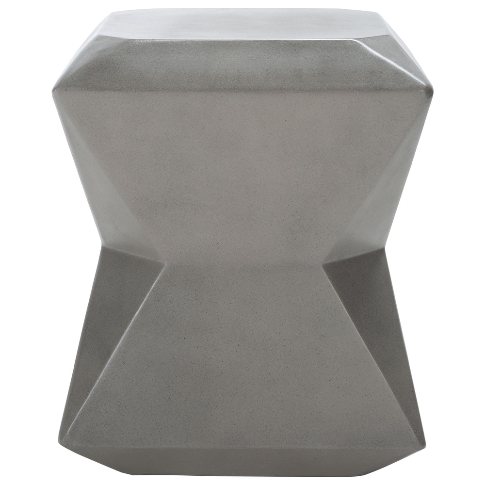 SAFAVIEH Outdoor Swaantje Concrete Accent Stool - 14.96" W x 14.96" L x 18.11" H - 15Wx15Dx18H