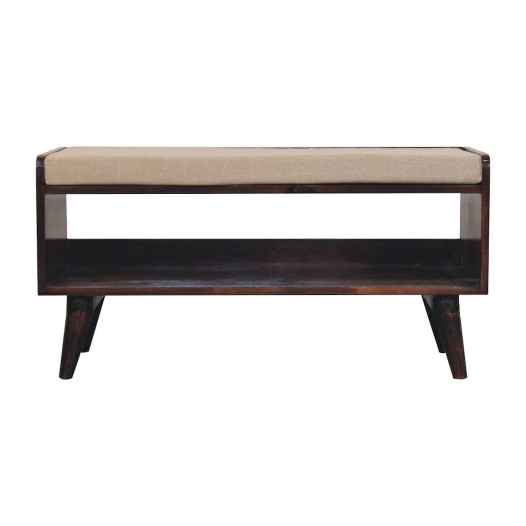 Artisan Furniture Solid Wood California Walnut bench with mud linen seat pad