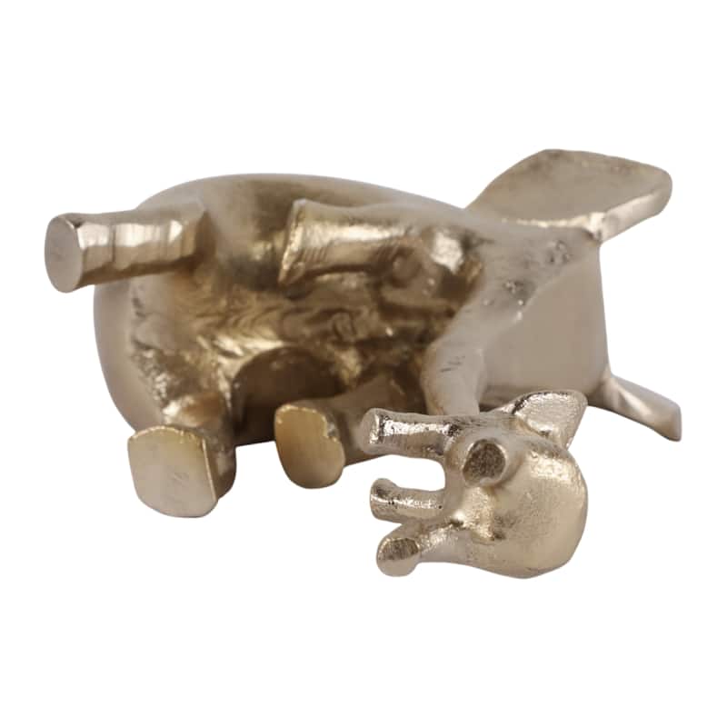 Decorative Elephants Figurine Statue - Animal Sculpture - 10", Gold - 9.5"