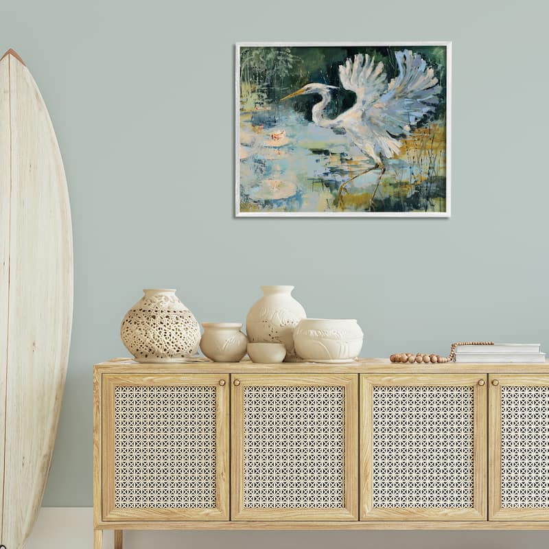 Stupell Heron with Spread Wings Framed Giclee Art Design By Dusza