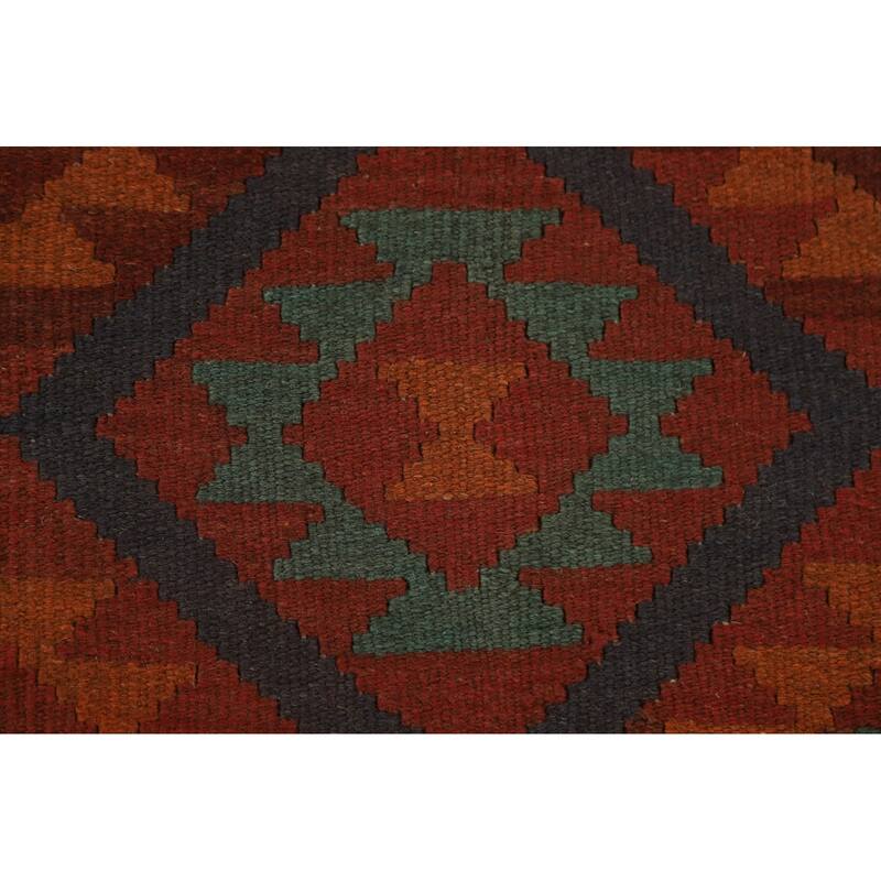 Hand Woven Oriental 100% Wool Carpet Southwestern Geometric Multi-Colored Kilim Area Rug - 9' 4'' X 6' 9''