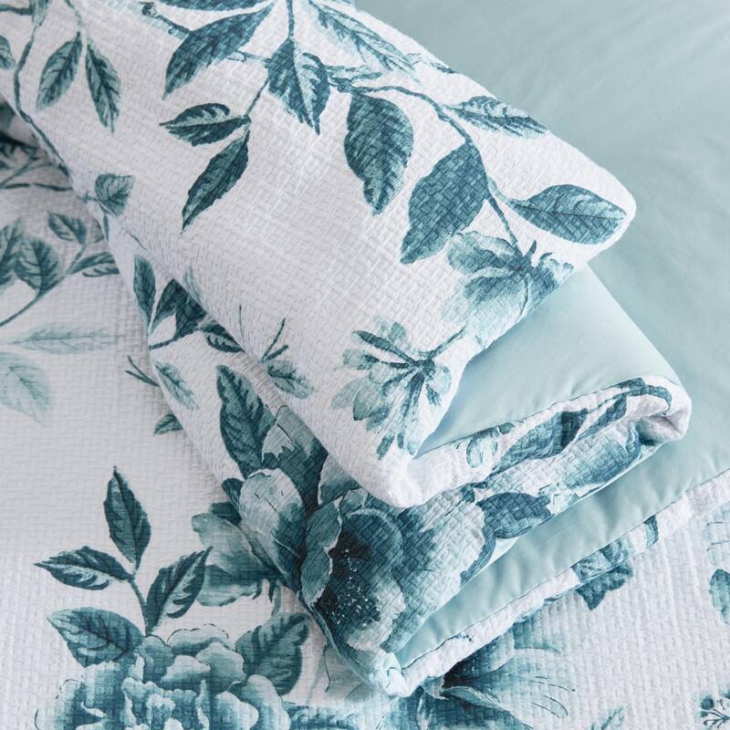 Martha Stewart Vivian Floral Cotton Blue Comforter Set