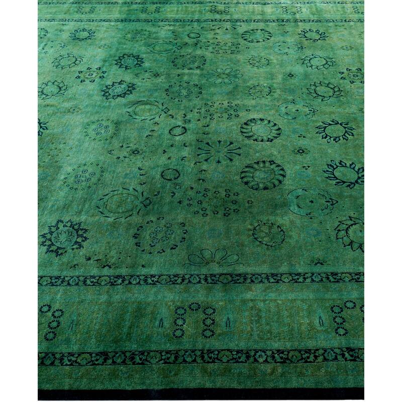 Overdyed One-of-a-Kind Hand-Knotted Area Rug - Green - 8' 2" x 14' 6"