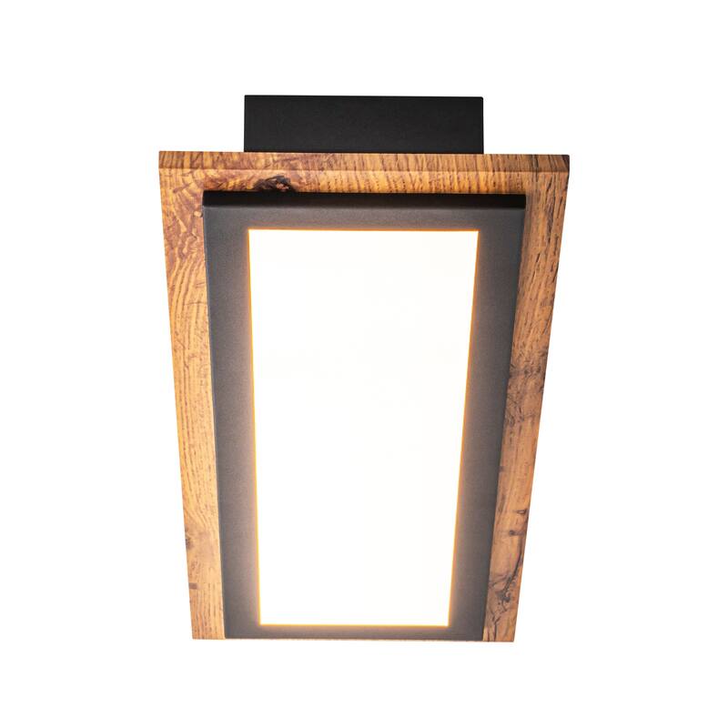 21.3" Vintage Natural Wood LED Flush Mount Ceiling Light for Living Rooms & More - 1 Light