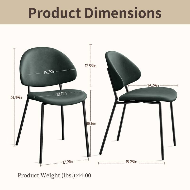 Modern Ergonomic Dining Chair with Slim Metal Legs, Set of 4