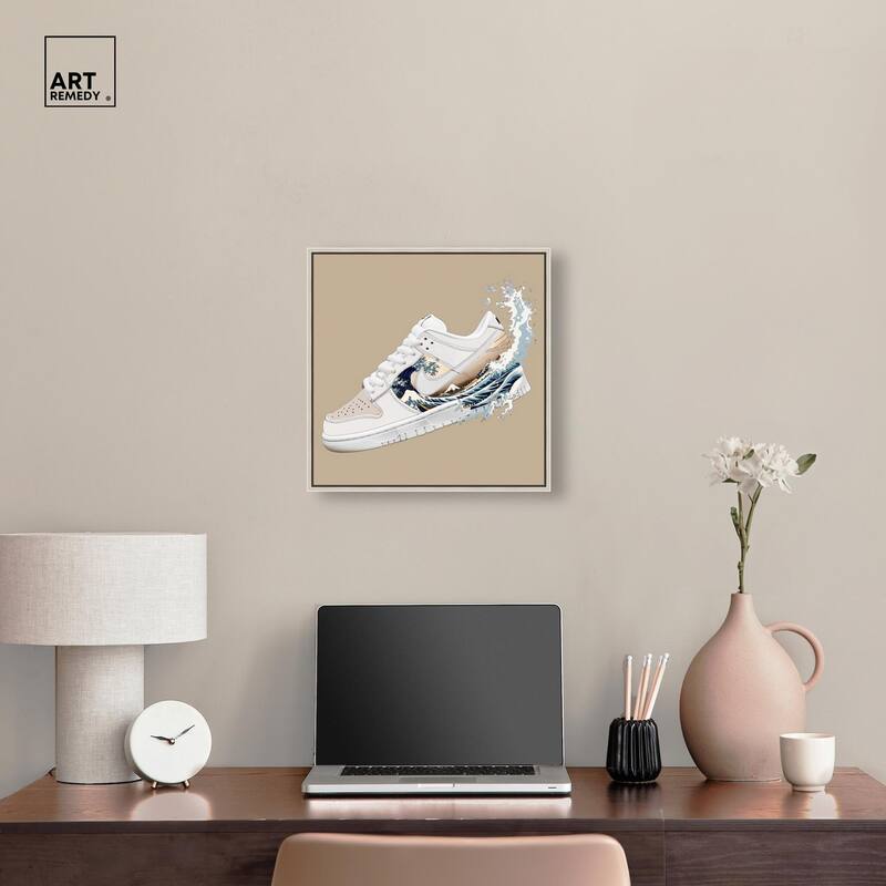 Great Wave Sneaker Splash Canvas by Art Remedy