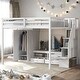 preview thumbnail 1 of 7, White Full Size Loft Bed Frame with Wardrobe, Safe Low Storage Table and Storage Staircase White