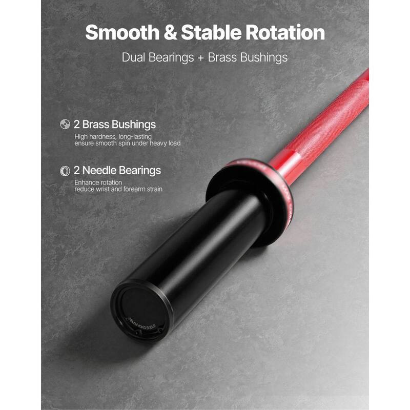 2-Inch Plate Compatible Steel Barbell with Brass Bushings and Diamond Knurled Handle