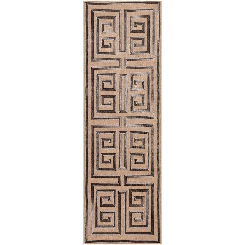 Boudreaux Bohemian & Eclectic Machine Washable Area Rug - 2' 6" x 8' - Tan/Black - Runner